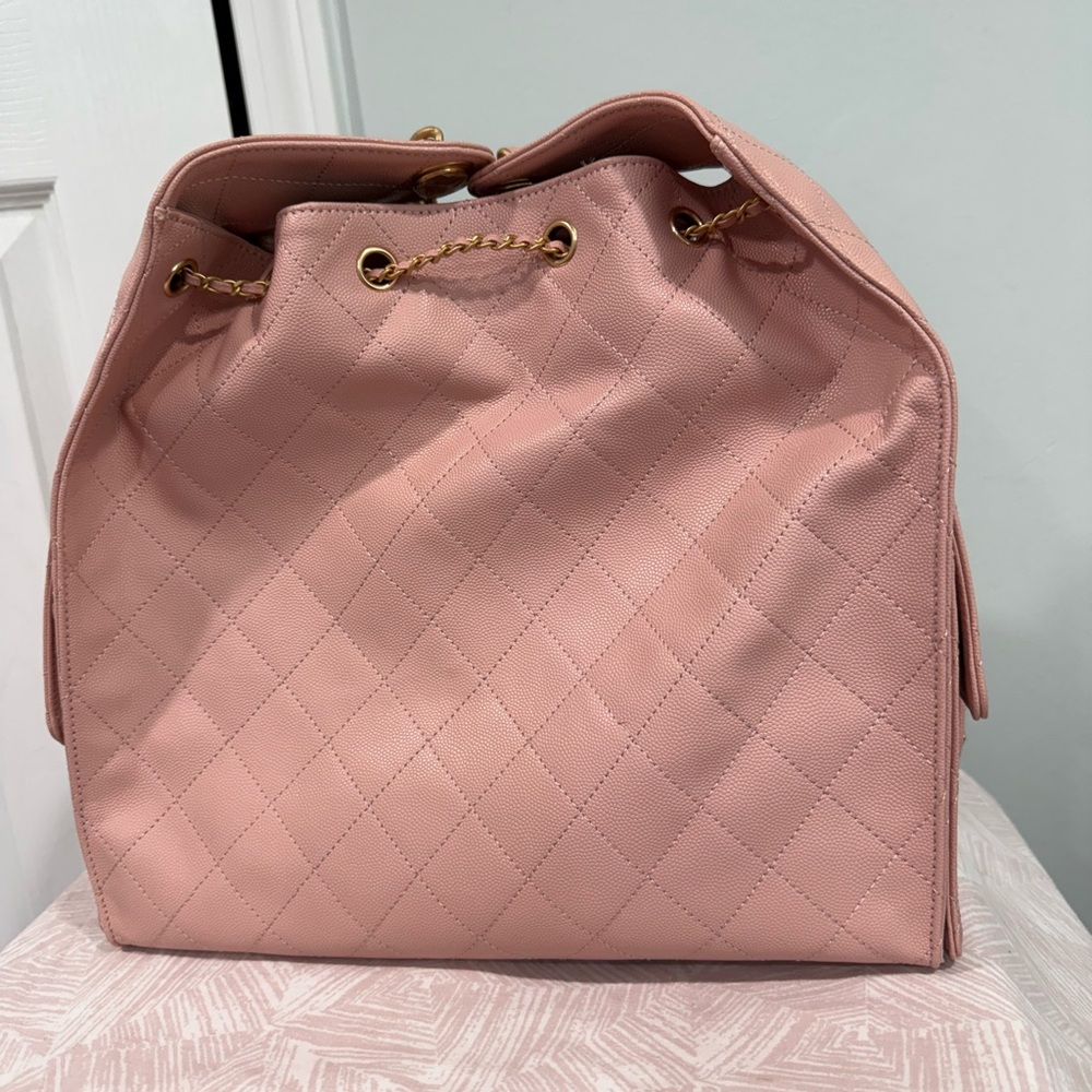 Leather Soulder Bag Pink Dusty